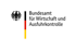 Bundesadler neben schwarzem, rotem und gelbem Balken mit dem Text „Bundesamt für Wirtschaft und Ausfuhrkontrolle“.