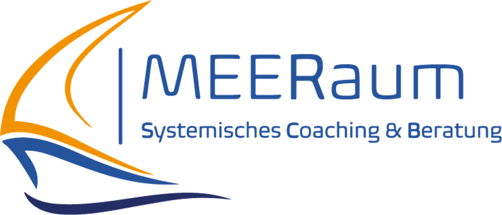 Logo von MEERaum Systemisches Coaching & Beratung mit stilisierter Segelboot-Grafik auf schwarzem Hintergrund.