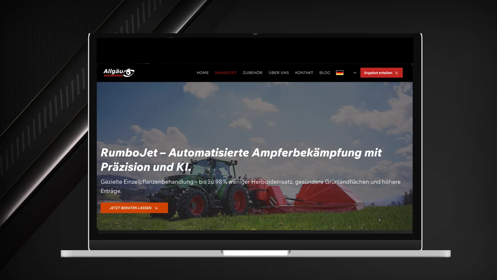 Laptop mit der Website von Allgäu Automation