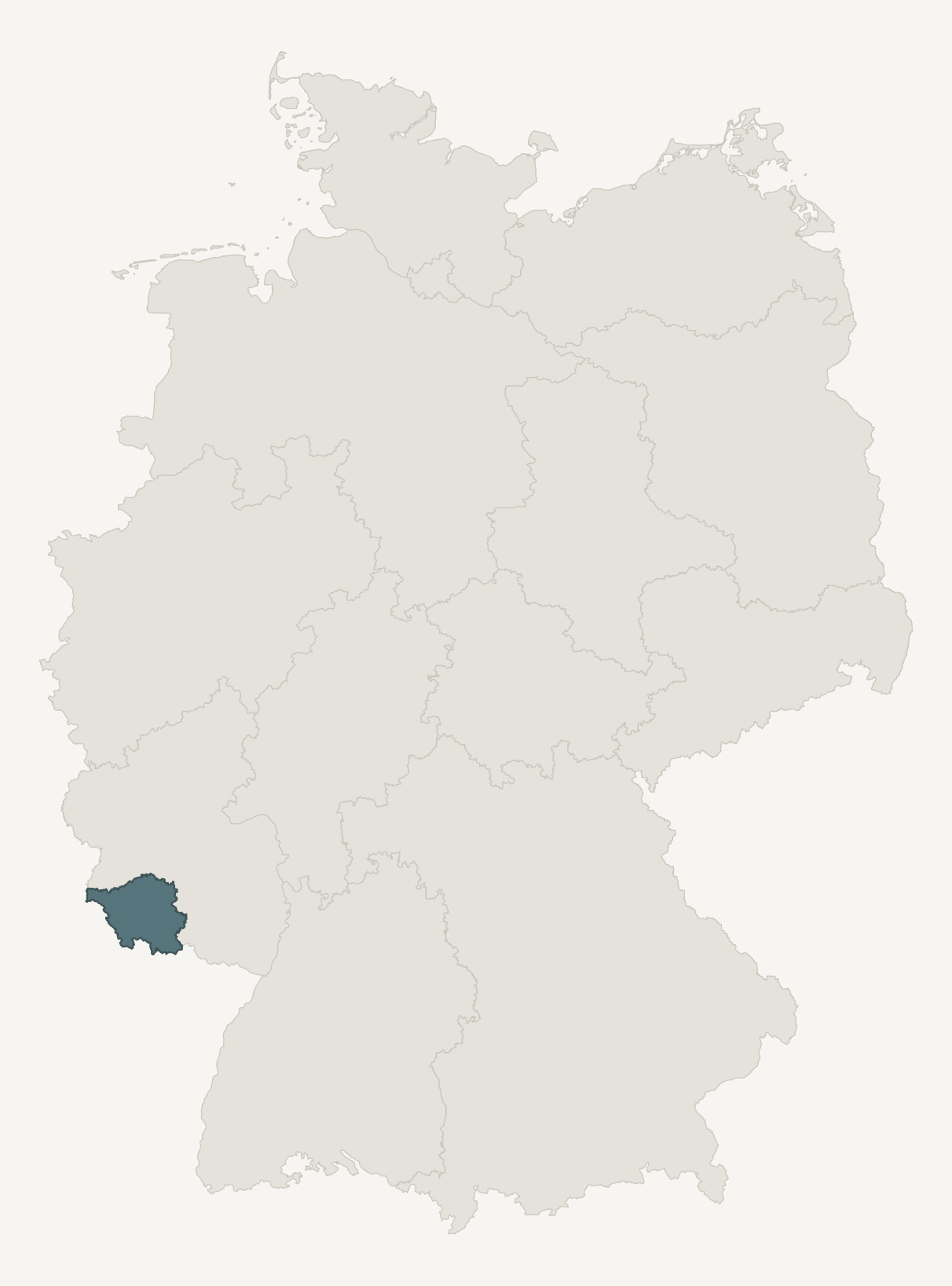 Umrisskarte von Saarland innerhalb Deutschlands