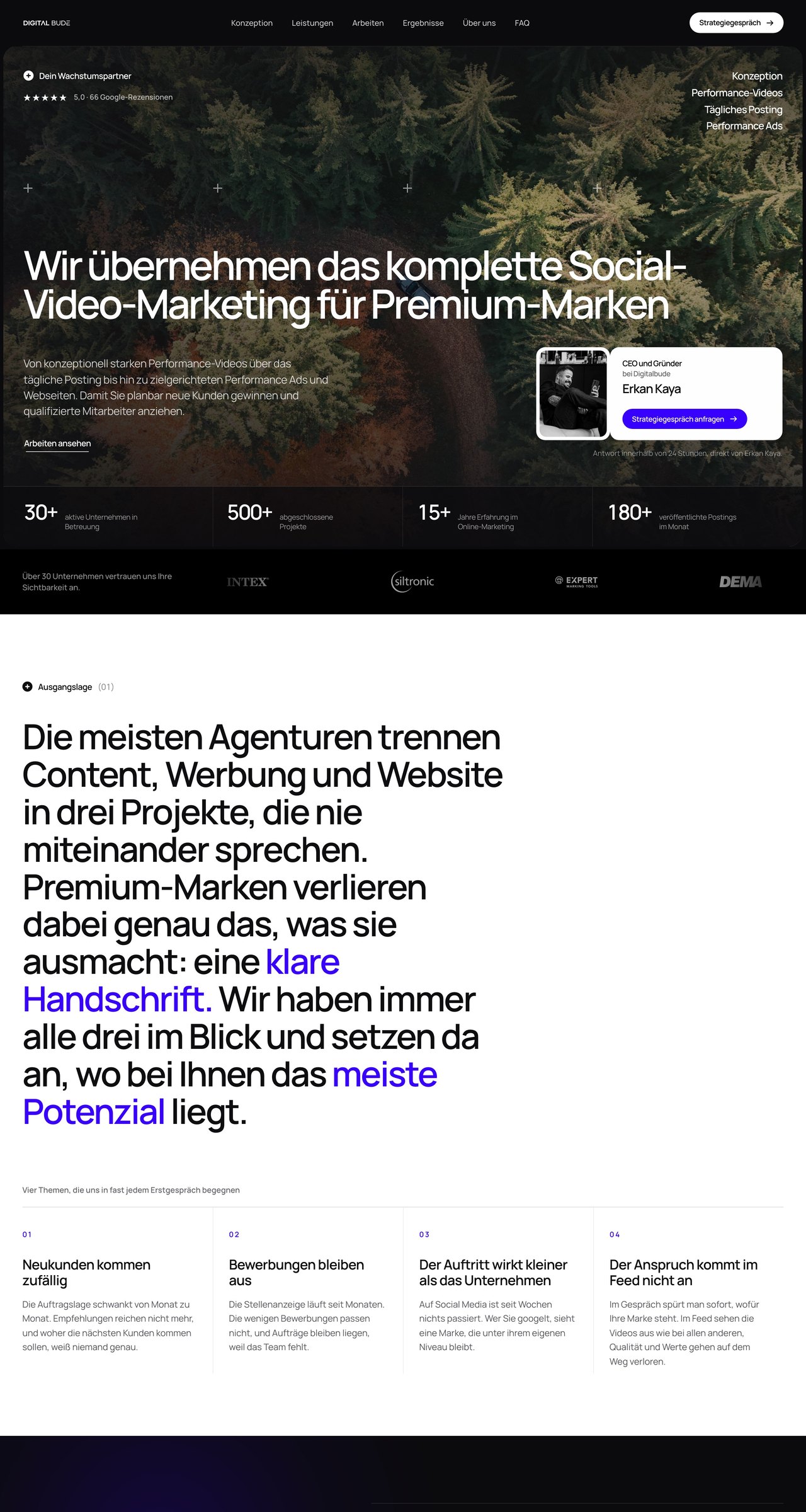 Digitalbude website, first three screens