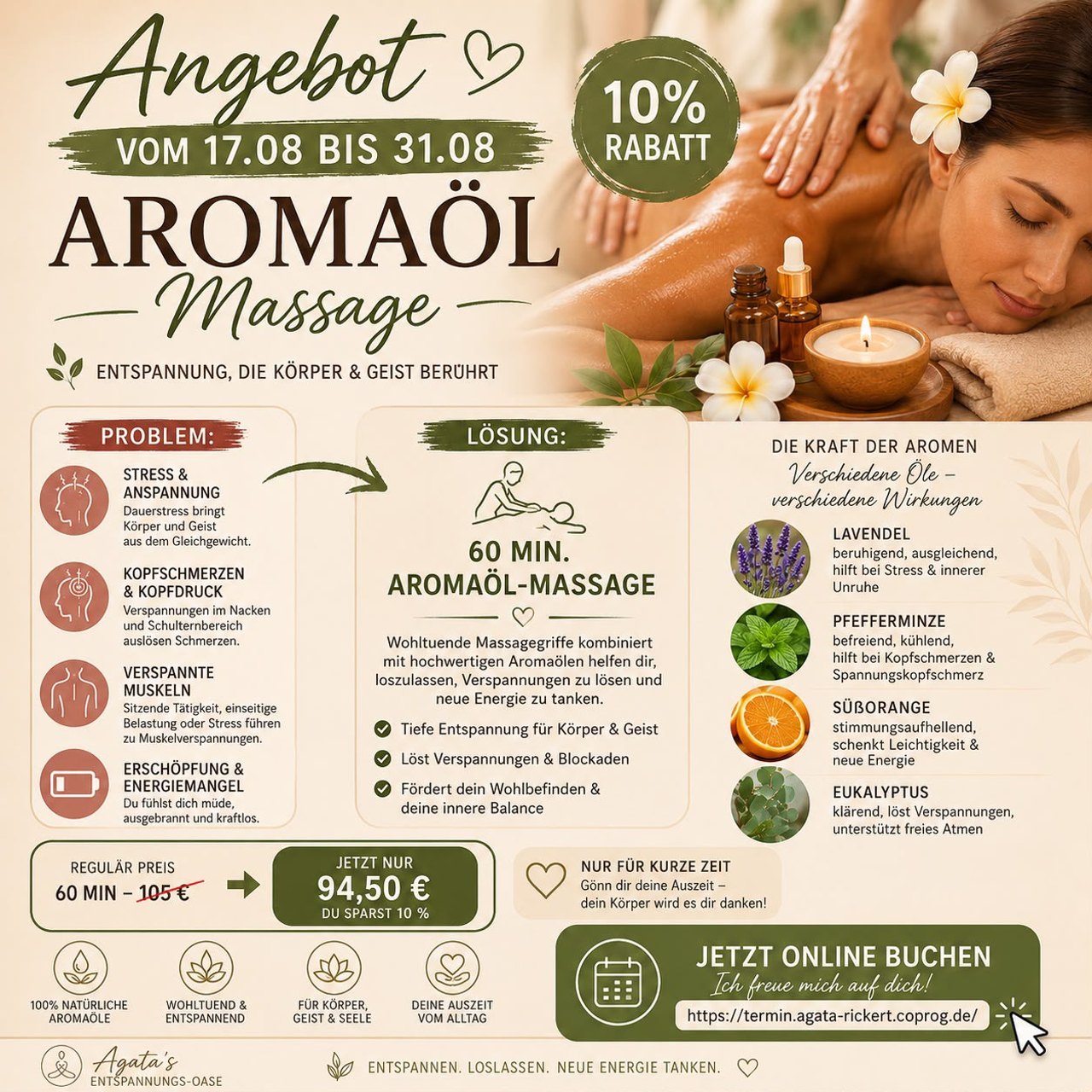 Aromaöl Massage Angebot