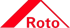 Rotes Roto-Logo mit einem stilisierten Dach in Rot über dem Schriftzug.
