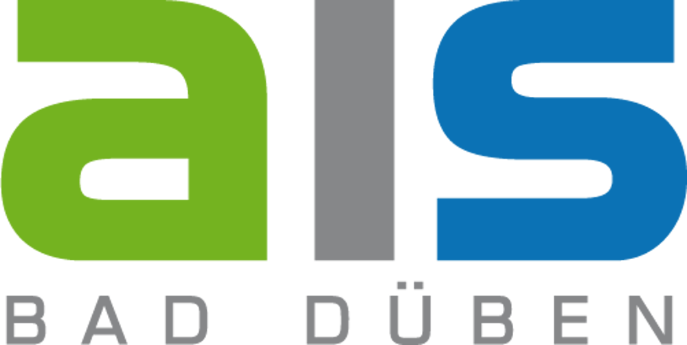 Logo mit „ais“ in Grün und Blau, darunter „BAD DÜBEN“ in Grau.