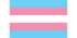 Transgender-Flagge mit horizontalen Streifen in Hellblau, Rosa und Weiß.
