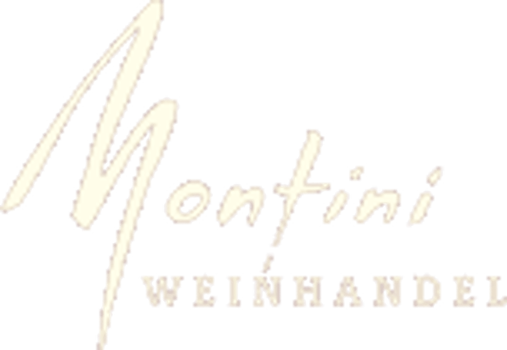 Montini Weinhandel Logo in Beige auf dunkelgrünem Hintergrund.