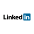 LinkedIn-Logo mit schwarzem "Linked" und blauem Quadrat mit weißem "in".