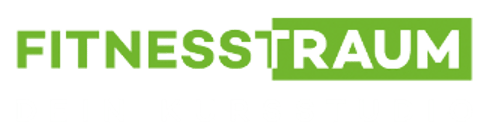 Logo von Fitnesstraum Dein Kursstudio in grüner und weißer Schrift auf schwarzem Hintergrund.