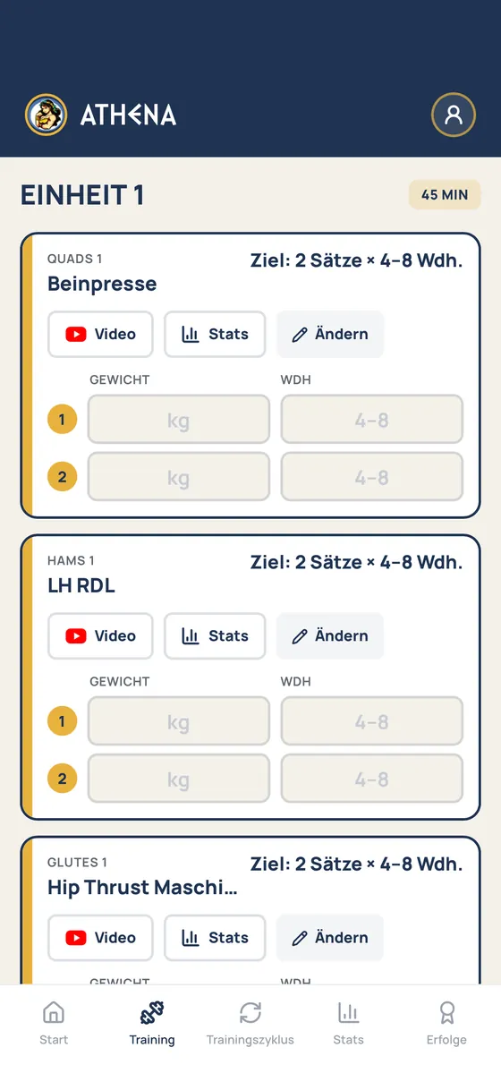 Athena Flex: fertig berechnetes Training für 45 Minuten