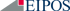 EIPOS Logo mit blauem Schriftzug, einem grauen Dreieck und einem roten Quadrat auf schwarzem Hintergrund.