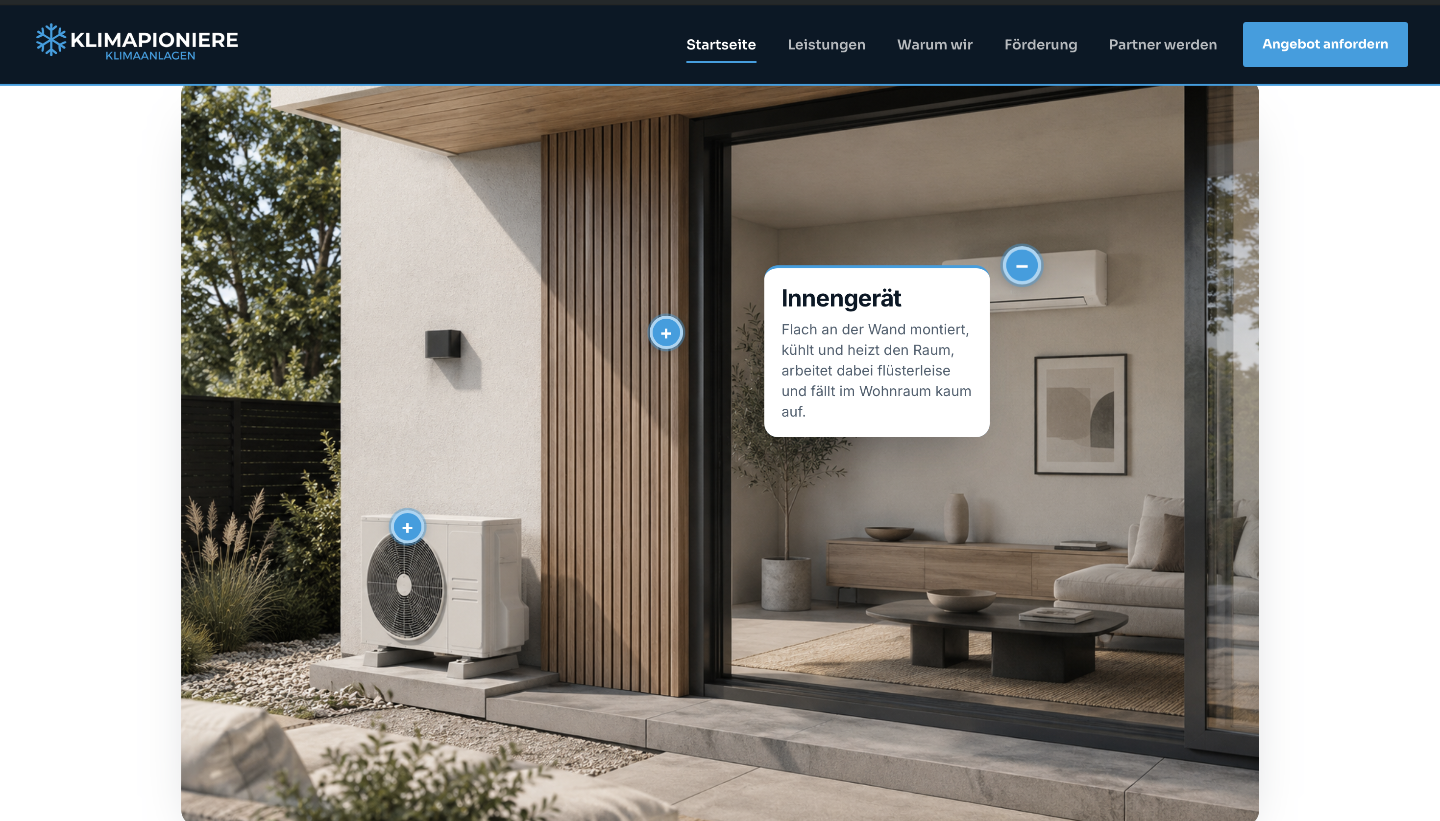 Bildidee: Screenshot der Website am Desktop