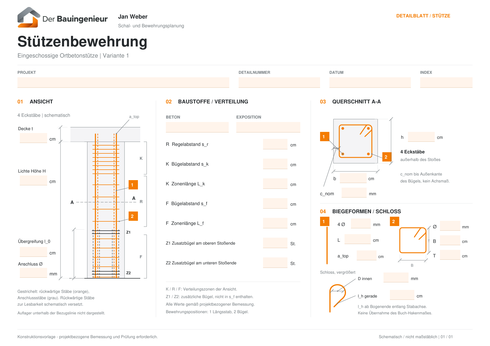 Stahlbetonstütze eingeschossig