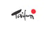 Taifun-Logo mit schwarzem, handgeschriebenem Schriftzug und einem roten Punkt über dem "i".