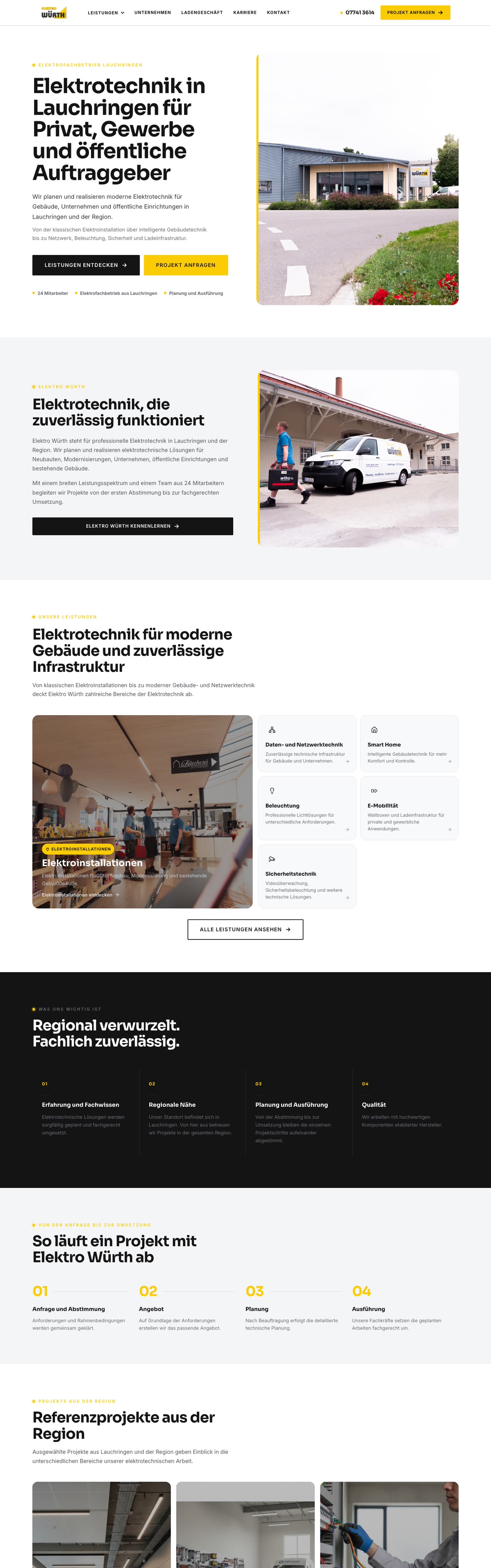 Webseite von Elektro Würth, Lauchringen