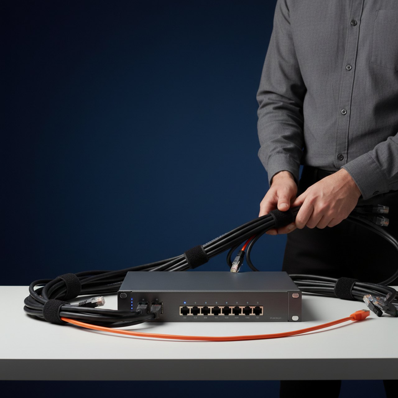 Firewall-Appliance mit Netzwerkkabeln