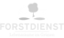 Logo von Forstdienst Lebensräume im Grünen mit Haus- und Baum-Symbolik auf schwarzem Hintergrund.