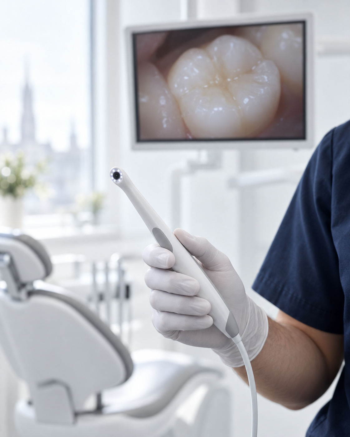 Intraoralkamera bei der zahnärztlichen Untersuchung
