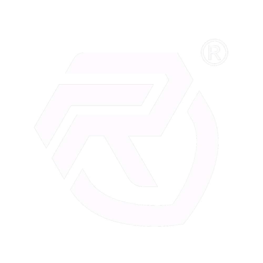 Weißes Logo mit stilisiertem "R" in einem Sechseck auf grünem Hintergrund, mit eingetragenem Warenzeichen-Symbol.
