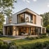 Visualisierung eines individuell geplanten Architektenhauses
