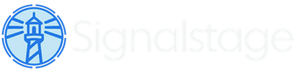 Logo von Signalstage mit einem Leuchtturm-Symbol in einem Kreis links und dem Wort "Signalstage" rechts.