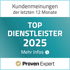 Kundenmeinungen der letzten 12 Monate, Top Dienstleister 2025, Mehr Infos. Proven Expert Logo.