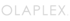 Graues Olaplex-Logo auf dunkelgrünem Hintergrund.