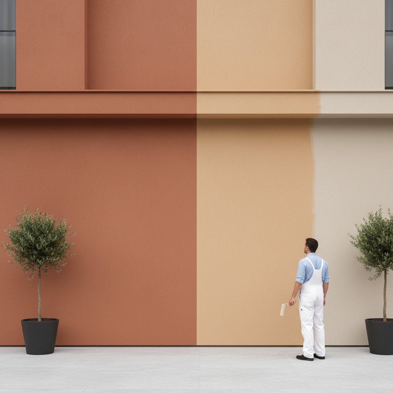 Frisch gestrichene, saubere Fassade nach dem Fassadenanstrich