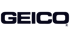 GEICO logo in black letters on a dark green background.