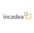 incadea Logo, grauer Text mit zwei verbundenen orangefarbenen Quadraten.
