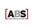 ABS Logo: Großbuchstaben "ABS" in Schwarz und Grau, umrahmt von roten Klammern, darunter "Absturzsicherung mit System".