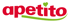 Rotes "apetito"-Logo mit grünem Unterstrich und einem grünen Herz über dem 'i'.