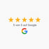 Fünf goldene Sterne über dem Text "5 von 5 auf Google" und dem Google-Logo.