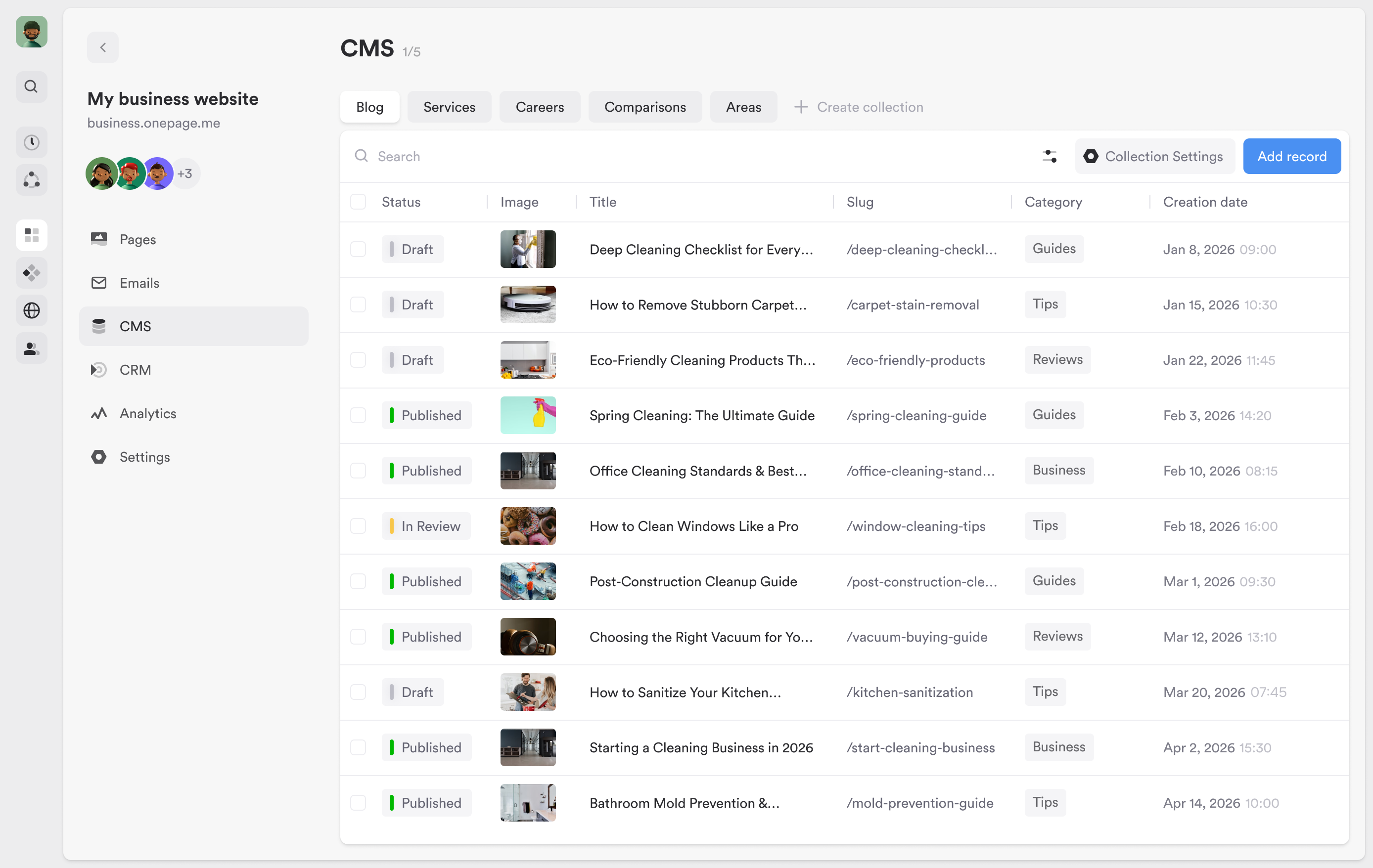 Product showcase