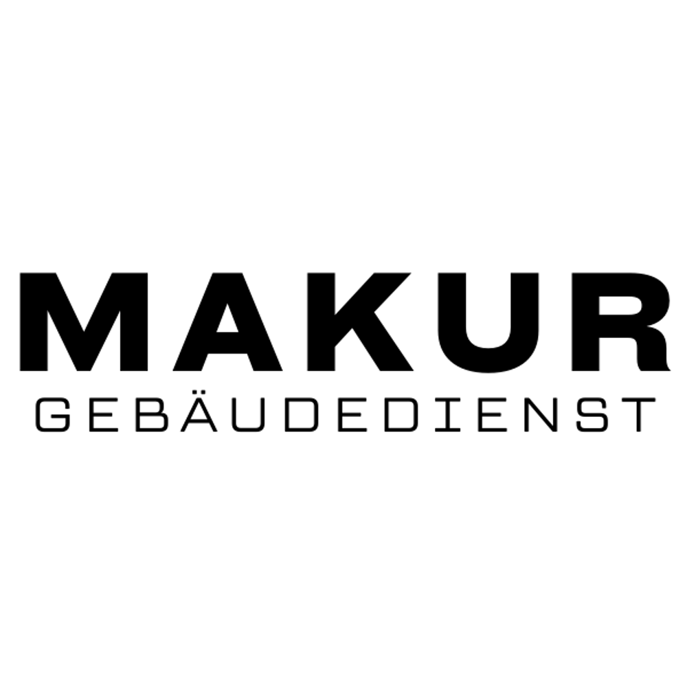 MAKÜR GEBÄUDEDIENST Logo: Reinigung - Außenpflege - Sanierung auf dunkelgrünem Hintergrund.