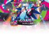 Mega-Glurak X vor Käfigstruktur, Pokémon-Sammelkartenspiel-Boosterpack, umgeben von grünen und pinken Formen.