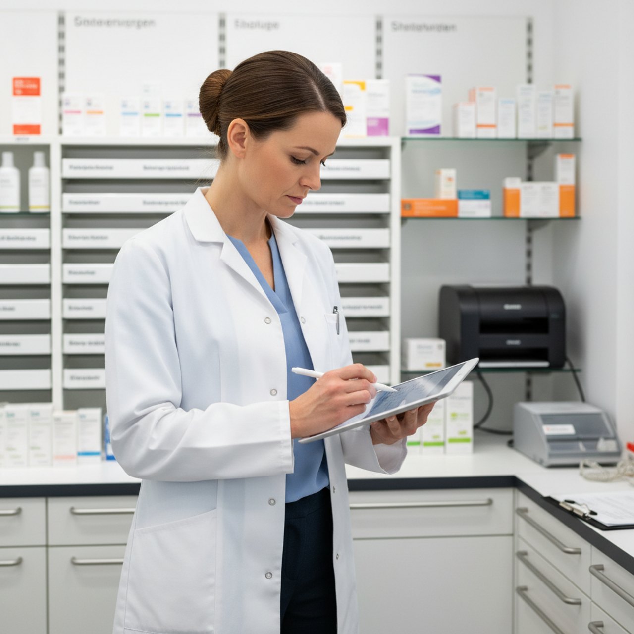 Apothekerin dokumentiert einen Ablauf