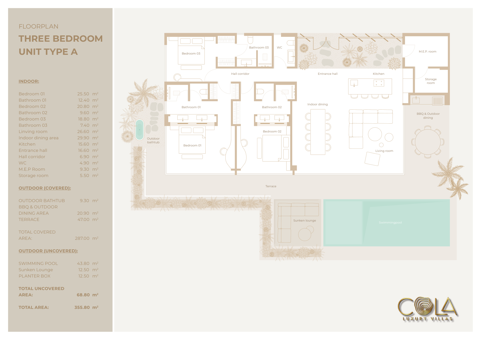 Floorplan — Three Bedroom Unit Type A