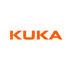KUKA-Logo in leuchtendem Orange, Schriftzug KUKA.
