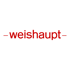Roter Weishaupt Schriftzug zwischen zwei horizontalen Strichen auf weißem Hintergrund.