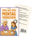 Buchcover „Oma hat den Montag vergessen“ von Radka Eder mit Illustration einer lachenden Seniorin und einem Mädchen.