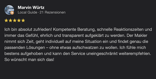 Kundenrezension von Marvin Würtz: "Ich bin absolut zufrieden! So wünscht man sich das!"