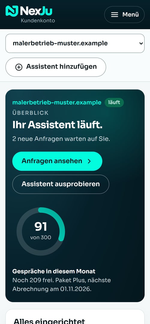 Beispielansicht des Kundenkontos als App am Handy: Überblick mit dem Verbrauch als Ring