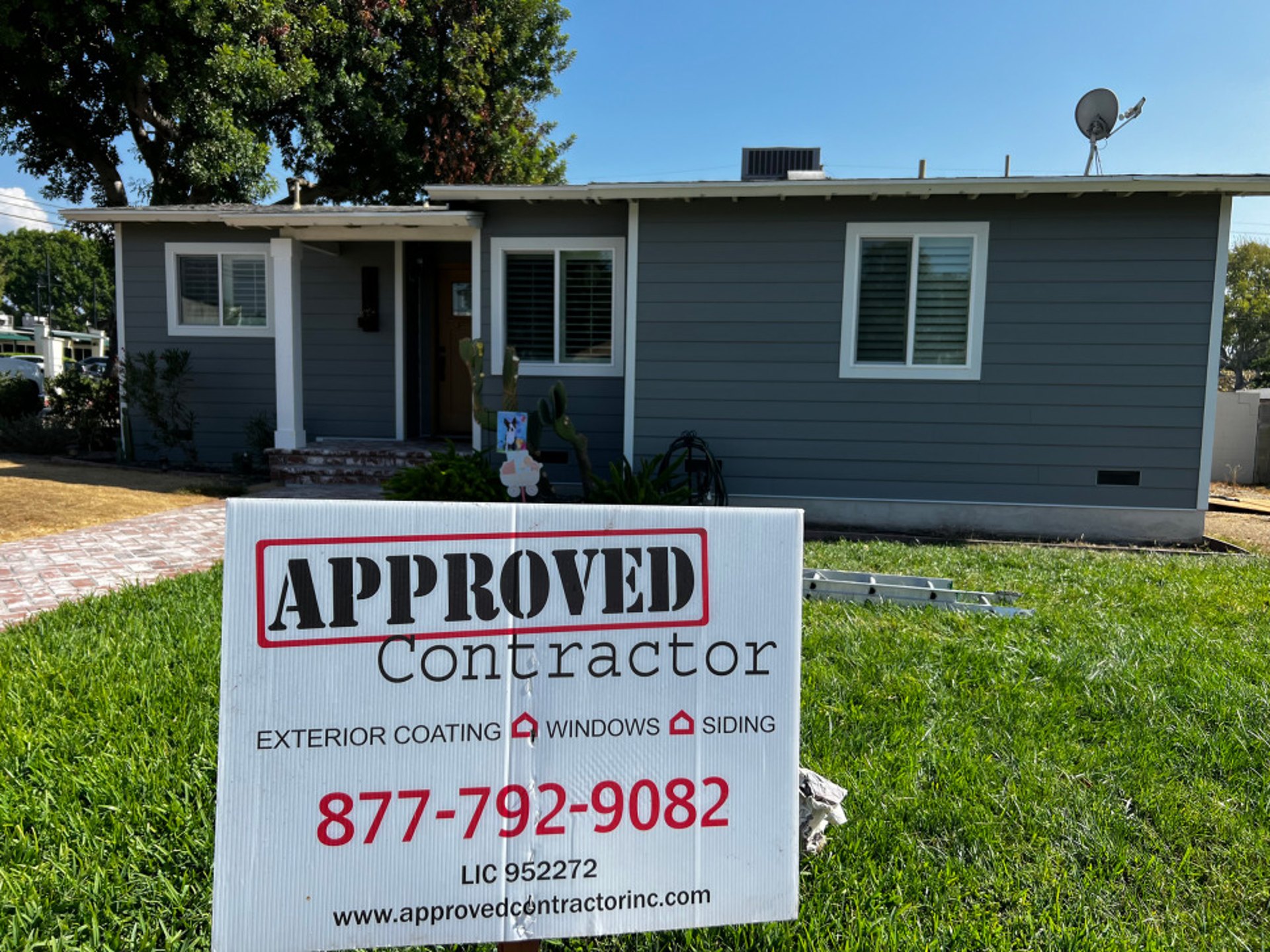 New siding and windows installed on an Upland Home by Approved Contractor