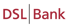 Rotes DSL Bank Logo mit vertikalem Trennstrich auf dunkelgrünem Hintergrund.