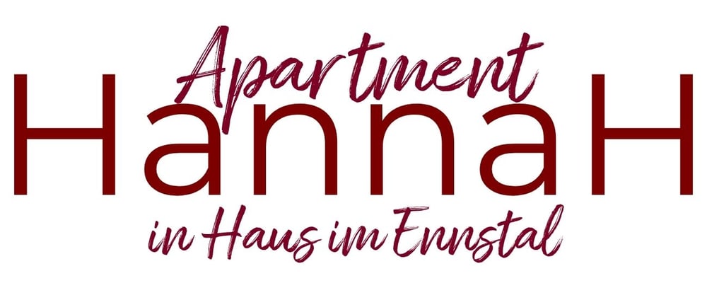 Text in Rot, Türkis und Dunkelrot: „Apartment Hannah“ 