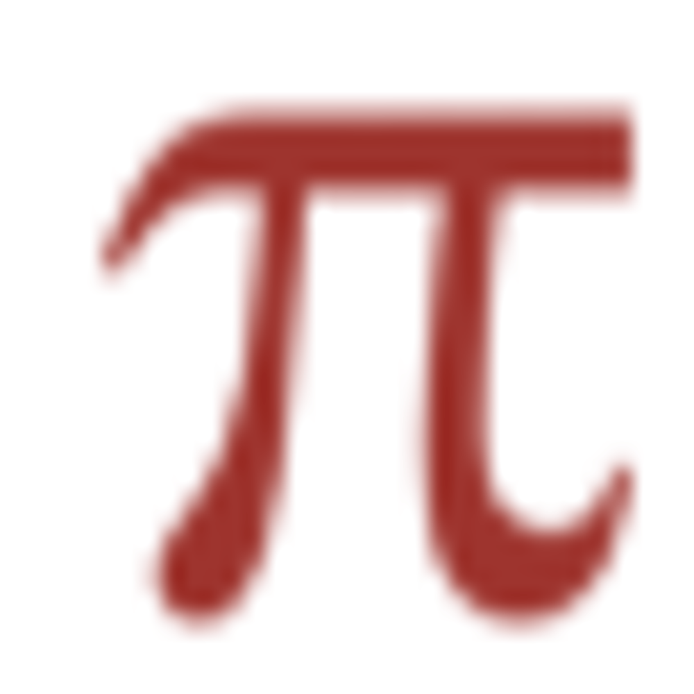 Rotes Pi-Symbol auf weißem Hintergrund.