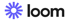 Loom-Logo mit violettem, strahlenförmigem Symbol und modernem Schriftzug, Plattform für Video-Messaging und asynchrone Kommunikation.