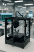 Ein 3D-Drucker druckt ein graues Objekt in einem Labor mit dem Logo "Westfälische Hochschule".