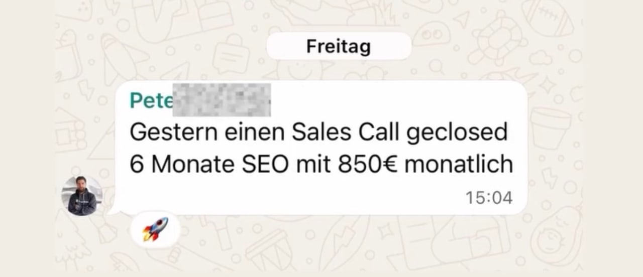 Kundenergebnis: Sales Call geclosed, 6 Monate SEO mit 850 EUR mtl.