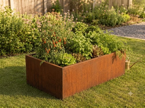 Gartenobjekt aus Cortenstahl von Texpa Gartendesign
